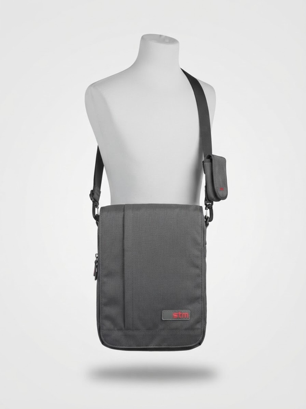 STM Goods Vertical Laptop Messenger Bag Gray Crossbody Shoulder Bag Tablet Case